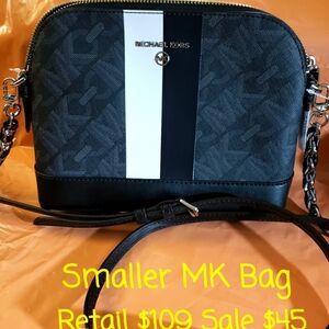 Michael Kors Black and White Crossbody Bag with Silver Hardware